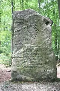 Wolfsstein von 1969 als Erinnerung an die Erlegung des letzten Wolfs im Jahr 1847