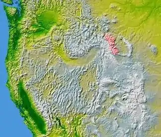 Lage der Absaroka Range im Westen der Vereinigten Staaten