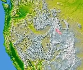 Lage der Wind River Range im Westen der Vereinigten Staaten