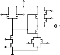 Ein XNOR-Gatter in CMOS mit einem NAND- und einen OAI-Gatter