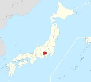 Lage der Präfektur Yamanashi in Japan