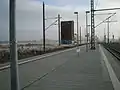 Bahnsteige von Züssow (neu), hinten alter Stellwerksturm