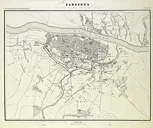 Karte der zweiten Belagerung von Saragossa