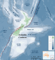 Karte Zealandias mit dem Hikurangi Plateau und der Chatham Rise