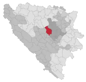 Lage der Gemeinde Zenica in Bosnien und Herzegowina (anklickbare Karte)