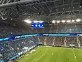 Innenraum der Gazprom Arena während eines Ligaspiels gegen Krasnodar im Jahr 2019