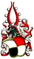 Stamm­wappen derer von Zinzen­dorf mit Stechhelm