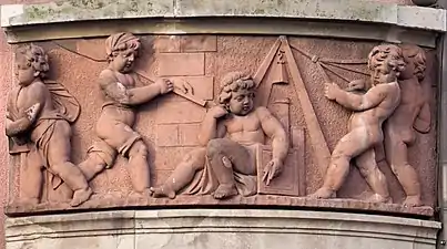 Relief mit Szene zum Bauwesen