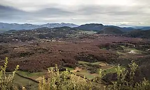 Sicht der Fageda d’en Jordà von der Serra de Xenacs aus