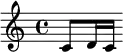  \relative c' {\major c8 d16 c16} 