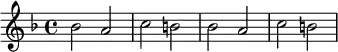 {\key f \major bes'2 a'2 c''2 b'2 bes'2 a'2 c''2 b'2}