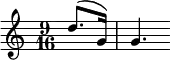  {\time 9/16 \partial 4 \stemUp d''8.^( g'16) g'4. }