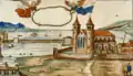 Münsterhof um 1300; links hinten das Grendeltor