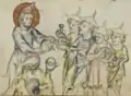 Jesus setzt die zerbrochenen Krüge der Kinder, die es ihm gleichtun wollten und mutwillig ihre Krüge zerschlagen hatten, wieder zusammen.