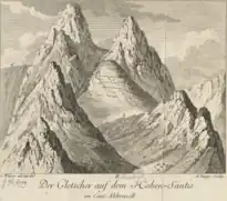 Der Gletscher auf dem Hohen-Säntis,1760, Radierung, Gabriel Walser, Adrian Zingg