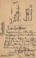 Postkarte/Autograph an Felix Pfeifer (Rückseite), 1920