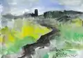 "Keitum Kirche" 2002, Aquarell 15 × 21 cm, Skizzenbuch "Sylt"