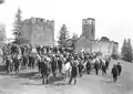 Marschhalt einer Munitionssaumkolonne, ca. 1917