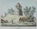 Der Turm auf dem Burghügel, von Johann Friedrich Wagner (1801–1850), um 1840. Zentralbibliothek Solothurn, Grafiksammlung
