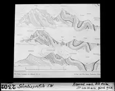 Säntisprofile, Süd-West, 1922,Reprofotografie von Glasdiapositiv,ETH Zürich, Bibliothek