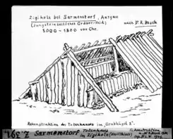Rekonstruktion der Totenhütte im Zigiholz