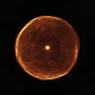 Aufnahme der Atacama Large Millimeter/submillimeter Array von einer Staubschale um U Antliae