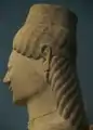 Detailansicht des Kopfes und der Haare: Blick von der Seite