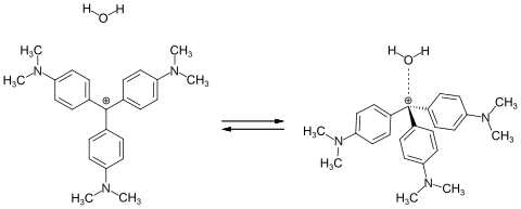 Gleichgewicht zwischen dem planaren und dem pyramidalen Isomer von Kristallviolett in wässriger Lösung