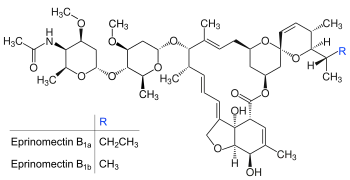 Strukturformeln von Eprinomectin B1a und B1b