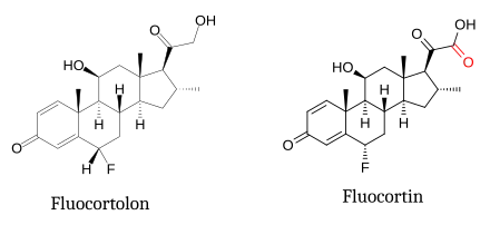 Vergleich der chemischen Struktur von Fluocortolon und Fluocortin