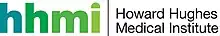 Diese Bild zeigt das Logo des Howard Hughes Medical Institute (HHMI) linksseitig abgekürzt durch die vier Anfangsbuchstaben in farbiger (Klein-) Schrift auf weißen Hintergrund und rechtsseitig ausgeschrieben in Schwarzschrift, die beiden Abschnitte sind durch einen vertikalen schwarzen Strich getrennt.