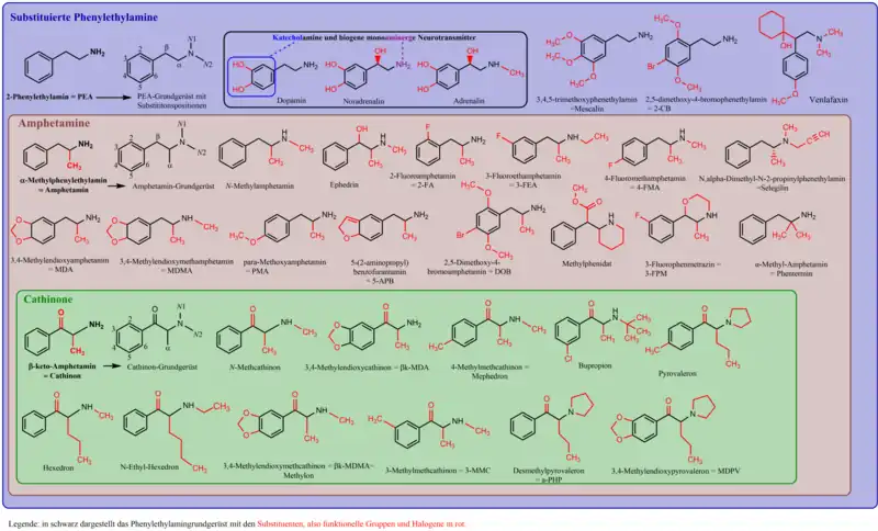 Substituierte Phenylethylamine und deren Untergruppen